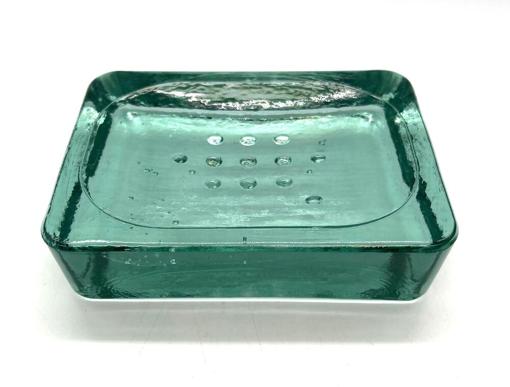 Threshold Recycled Glass Soap Dish Thick Heavy Green Glass